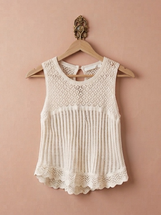 Altar'd State Tops - NWT Altar'd State Cream Open-Knit Crochet Tank Top Boho